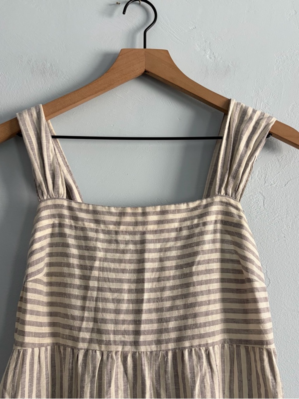 Madewell Striped Tiered Maxi Dress Hemp Vertical Stripe Plain - Picture 3 of 14